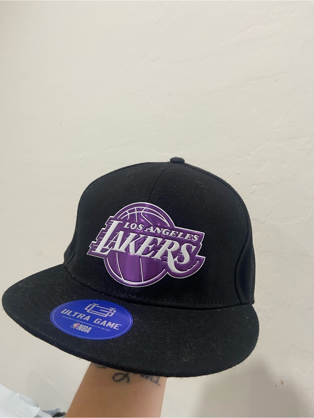 NBA Los Angeles Lakers Black Hat with Purple Logo